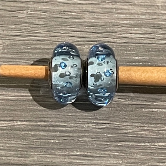 Pandora Compatible Sterling Silver Blue Crystal Embedded Charms - Picture 1 of 2